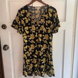 MICHAEL KORS Black and yellow floral dress